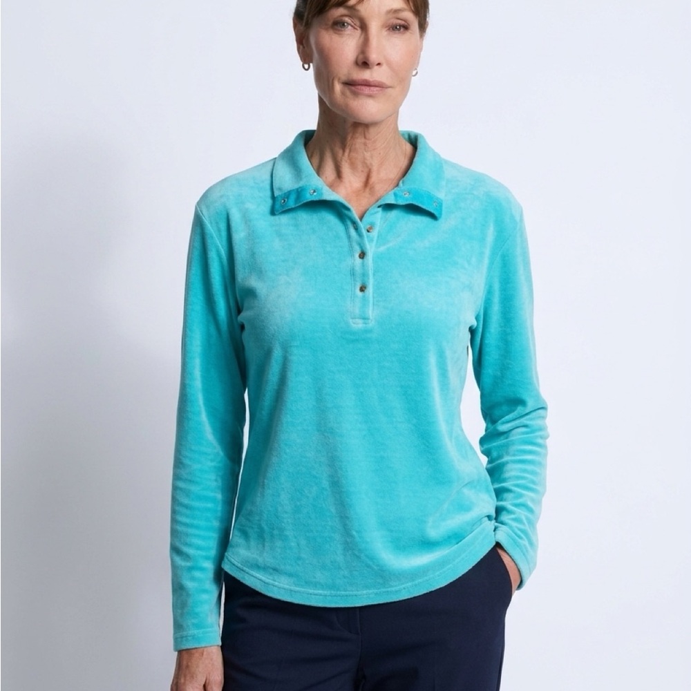 Women’s Hannah Stretch Long-Sleeve Top in Aqua Blue